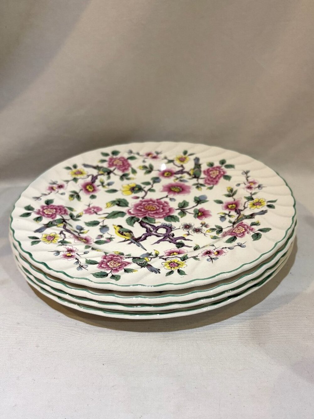 Set of 4 VTG Old Foley James Kent England Chinese Rose Plates 8" Dessert Salad